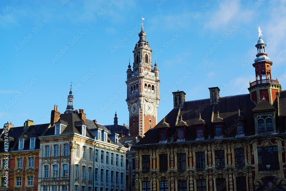 View of the belfry of Lille, France.