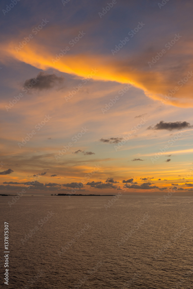 Amazing view of sunset over Atlantic ocean near Bahamas island Amazing view of sunset over Atlantic ocean near Bahamas island