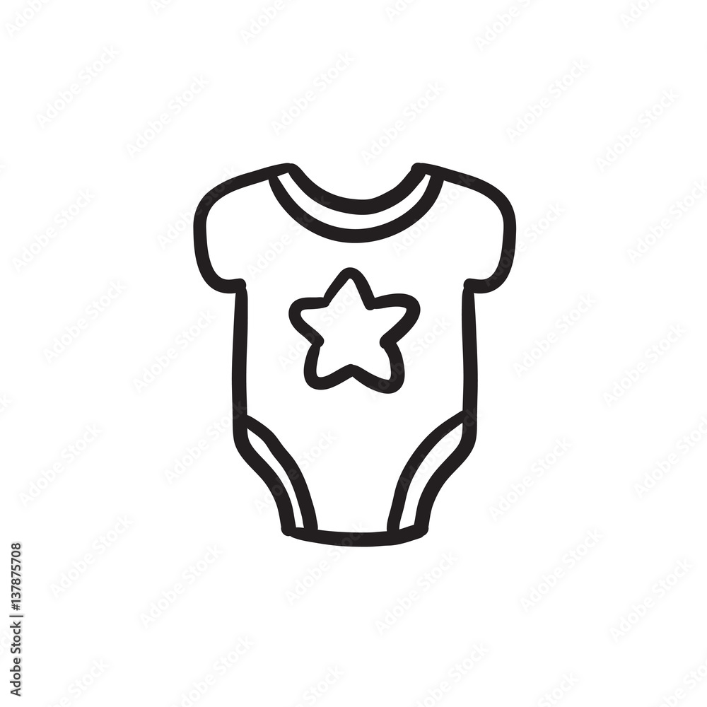 Baby short-sleeve bodysuit sketch icon. Baby short-sleeve bodysuit sketch icon.