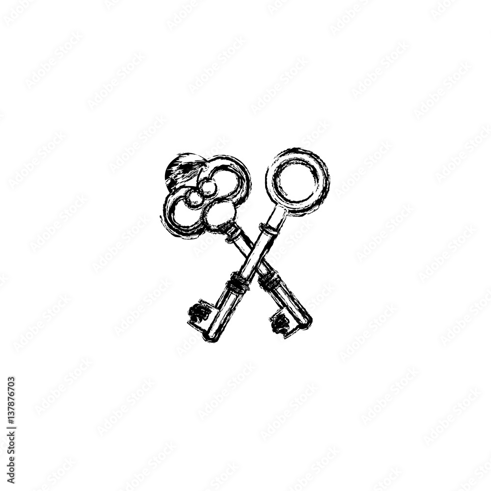 contour old keys icon stock, vector illustration image design contour old keys icon stock, vector illustration image design