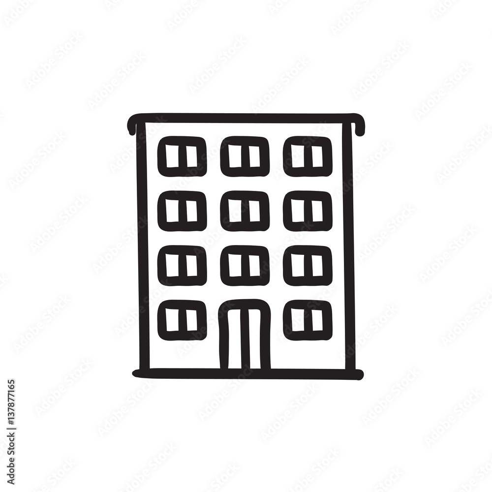 Residential building sketch icon. Residential building sketch icon.