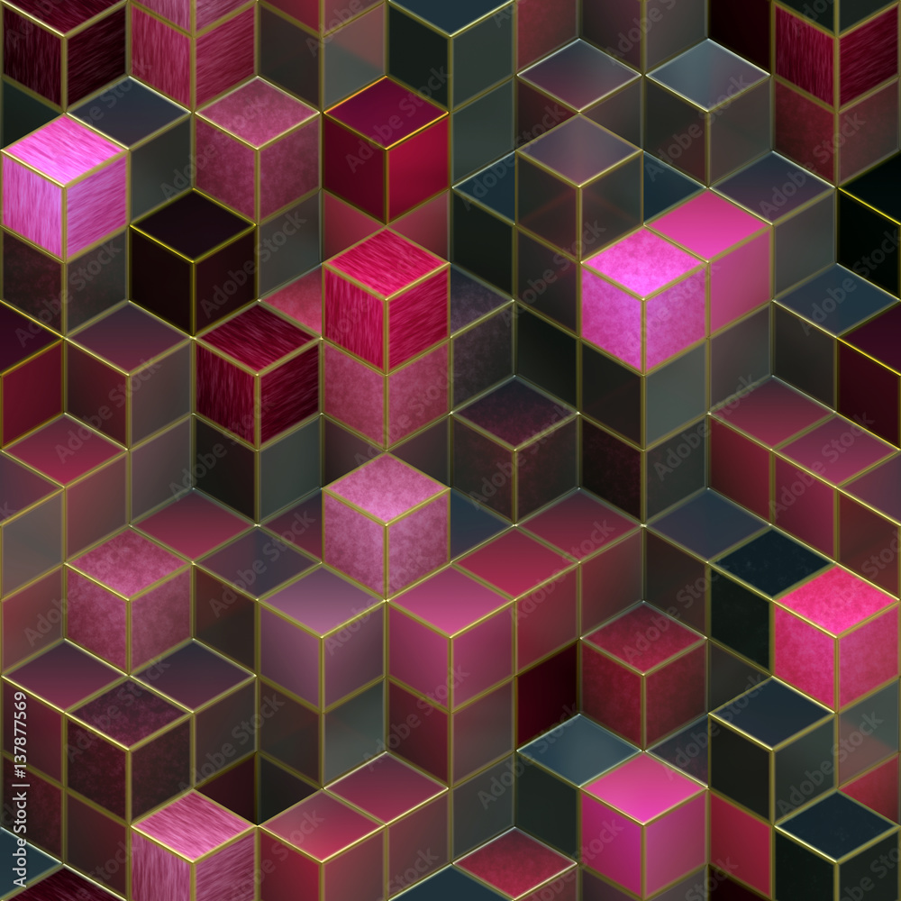 Obraz premium Seamless 3D cubic abstract pattern