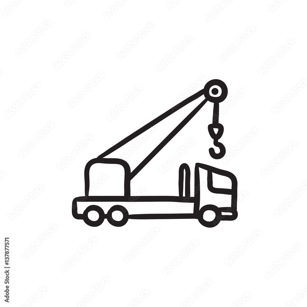 Mobile crane sketch icon. Mobile crane sketch icon.