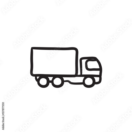 Delivery truck sketch icon.