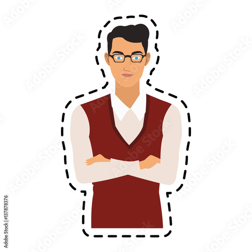 portrait handsome young man icon image vector illustration design 
