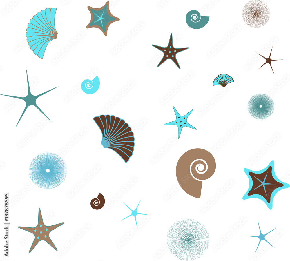 Seamless sea pattern for beach  - vector illustration - obrazy, fototapety, plakaty 