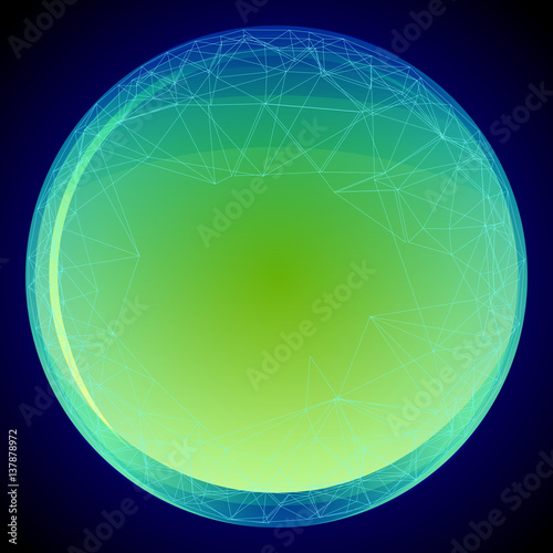 Green glass button - vector illustration 