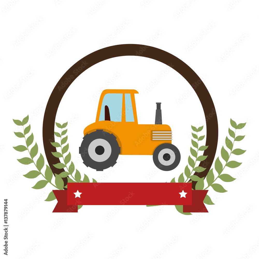 Fototapeta premium tractor farm seal icon vector illustration design