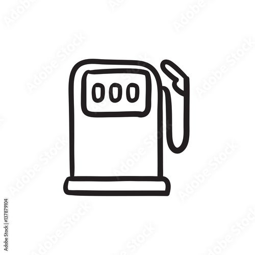 Gas station sketch icon.