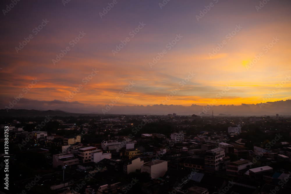 Beautiful Cityscape Sunrise at Trang Thailand