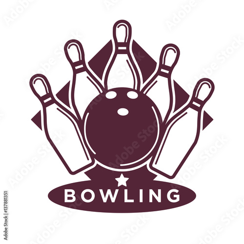 Bowling tournament poster or logo vector template