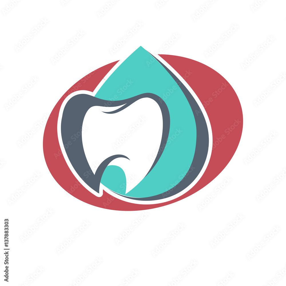 Tooth vector logo template for dentistry or dental clinic and health products. Vector icon of white shining teeth and healthy mouth Tooth vector logo template for dentistry or dental clinic and health products. Vector icon of white shining teeth and healthy mouth