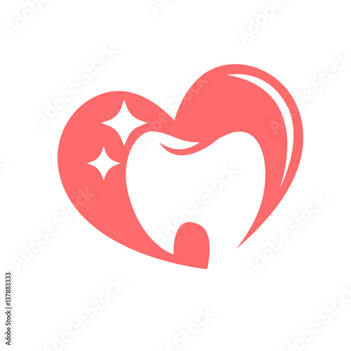 Tooth vector logo template for dentistry or dental clinic and health products. Vector icon of white shining teeth and healthy mouth