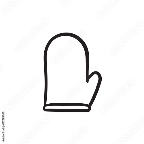 Kitchen glove sketch icon.