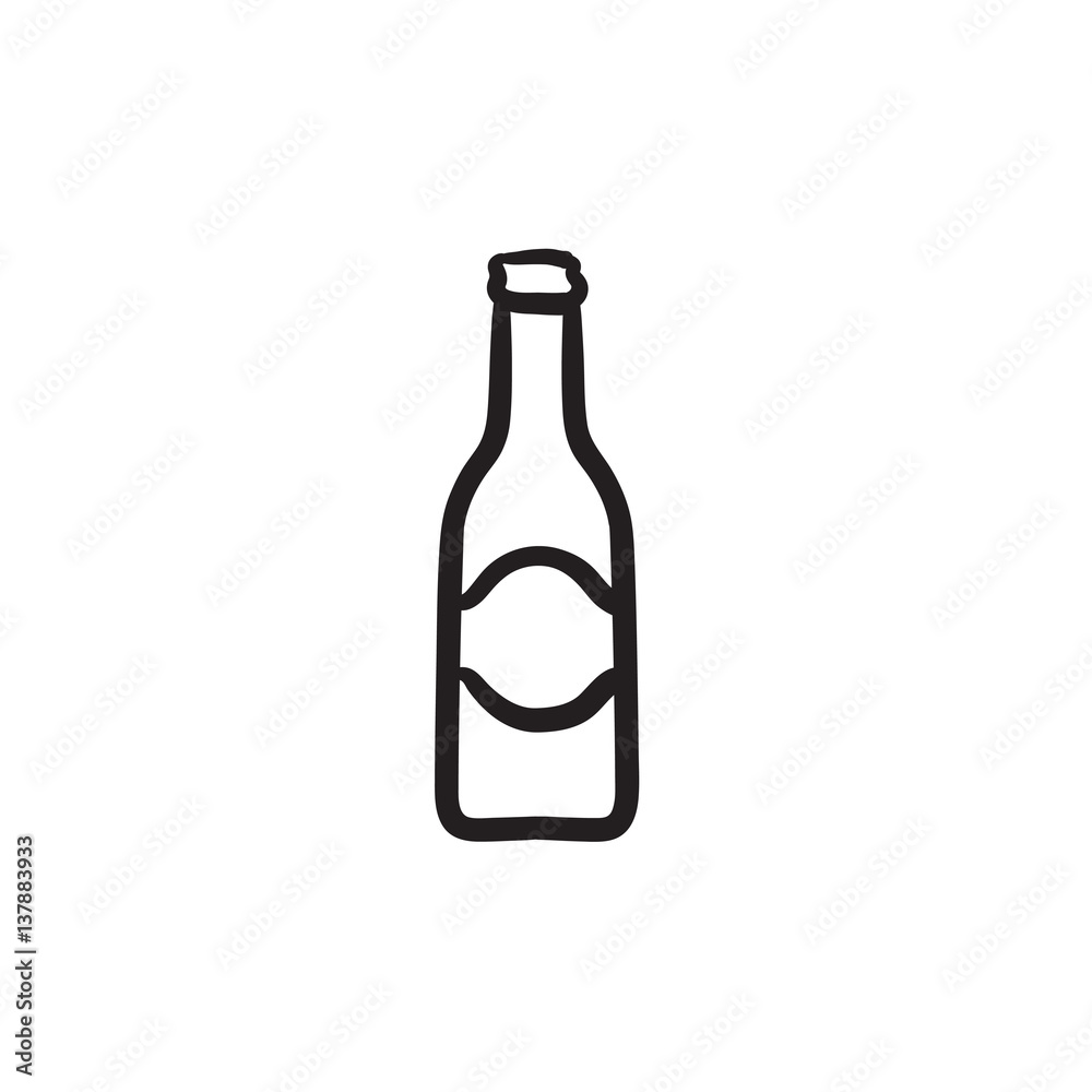 Glass bottle sketch icon. Glass bottle sketch icon.