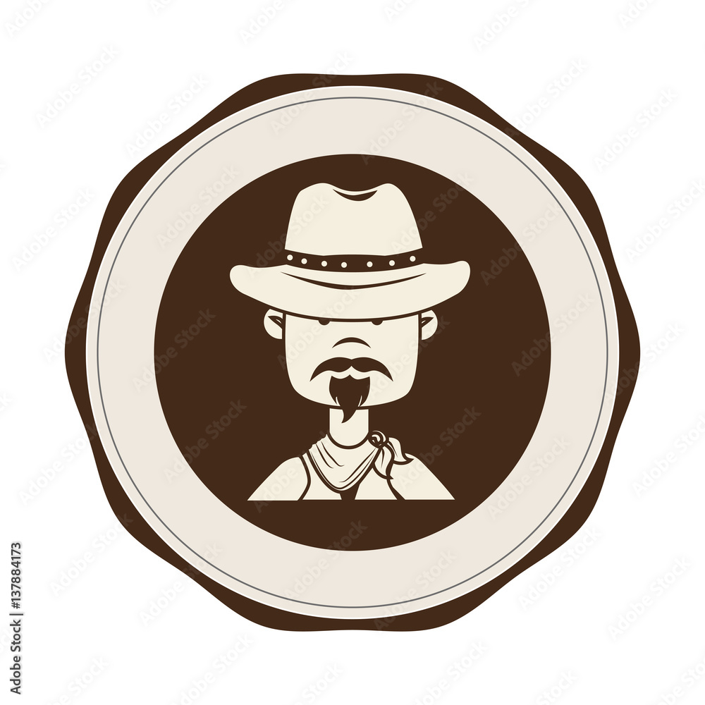 cowboy character wild west icon vector illustration design
