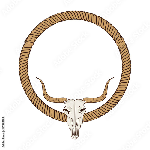bull skull wild west icon vector illustration design