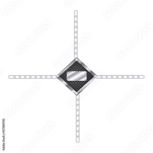 silver tools blank warnings with chains icon, vector illustration design