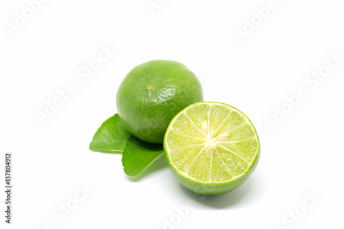 lemon, green lemon isolated on white background