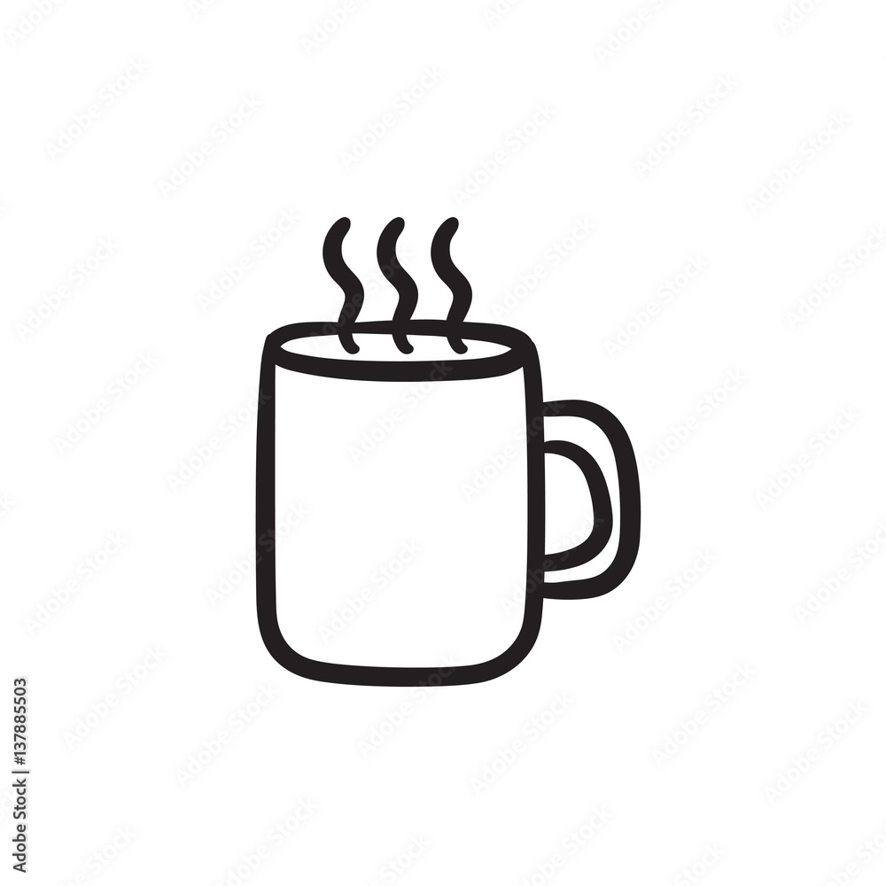 Mug of hot drink sketch icon. Mug of hot drink sketch icon.