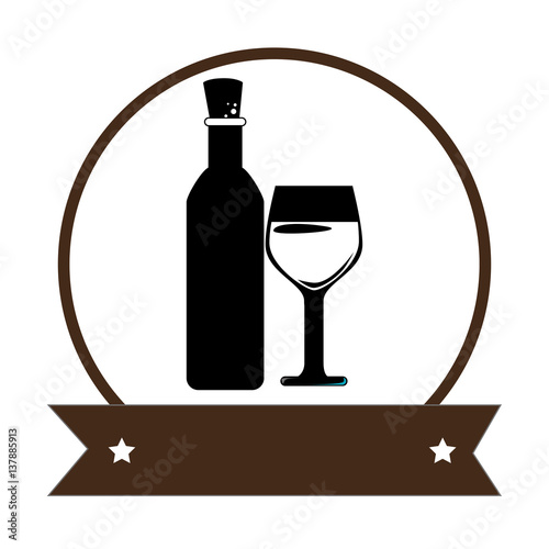 wine cup an bottle isolated icon vector illustration design