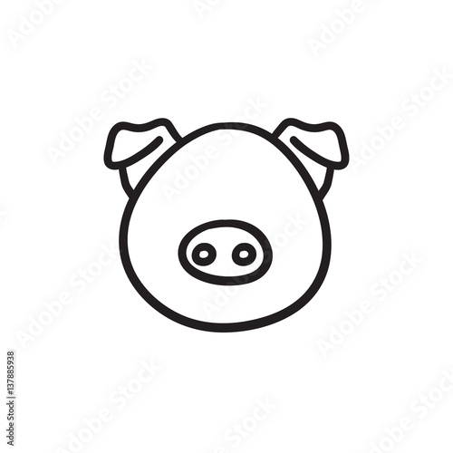 Pig head sketch icon.