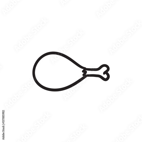 Chicken leg sketch icon.