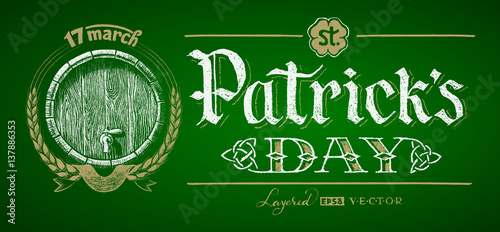 St. Patricks Day. Chalk drawing