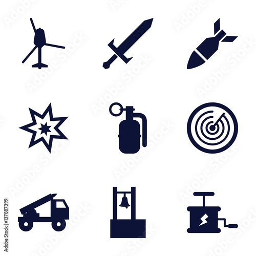 Set of 9 War filled icons