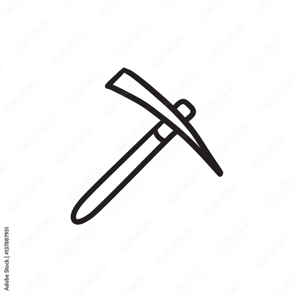Pickax sketch icon. Pickax sketch icon.