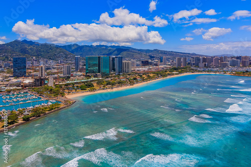 Aerial view of downtown Honolulu Hawaii