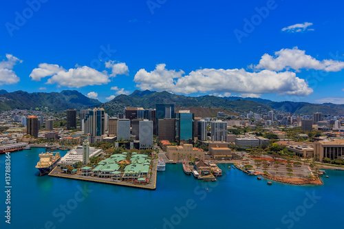 Aerial view of downtown Honolulu Hawaii photo
