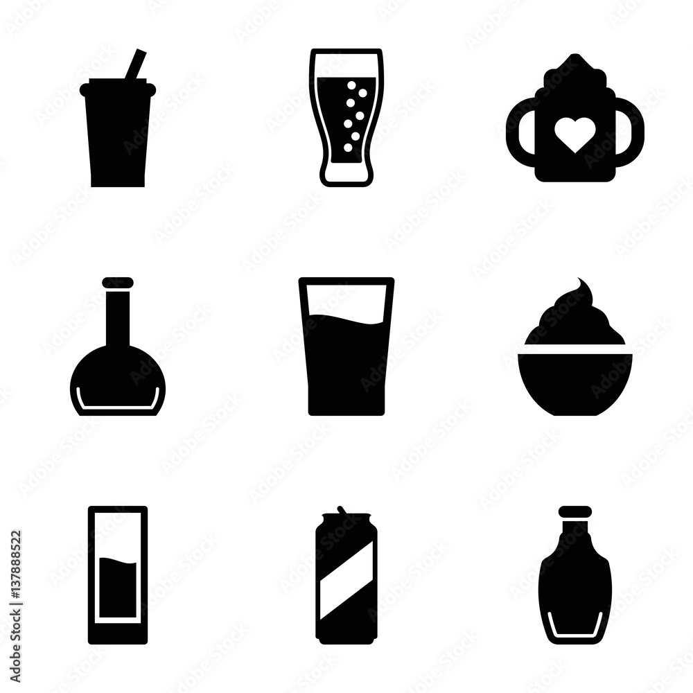 Set of 9 refreshment filled icons Set of 9 refreshment filled icons