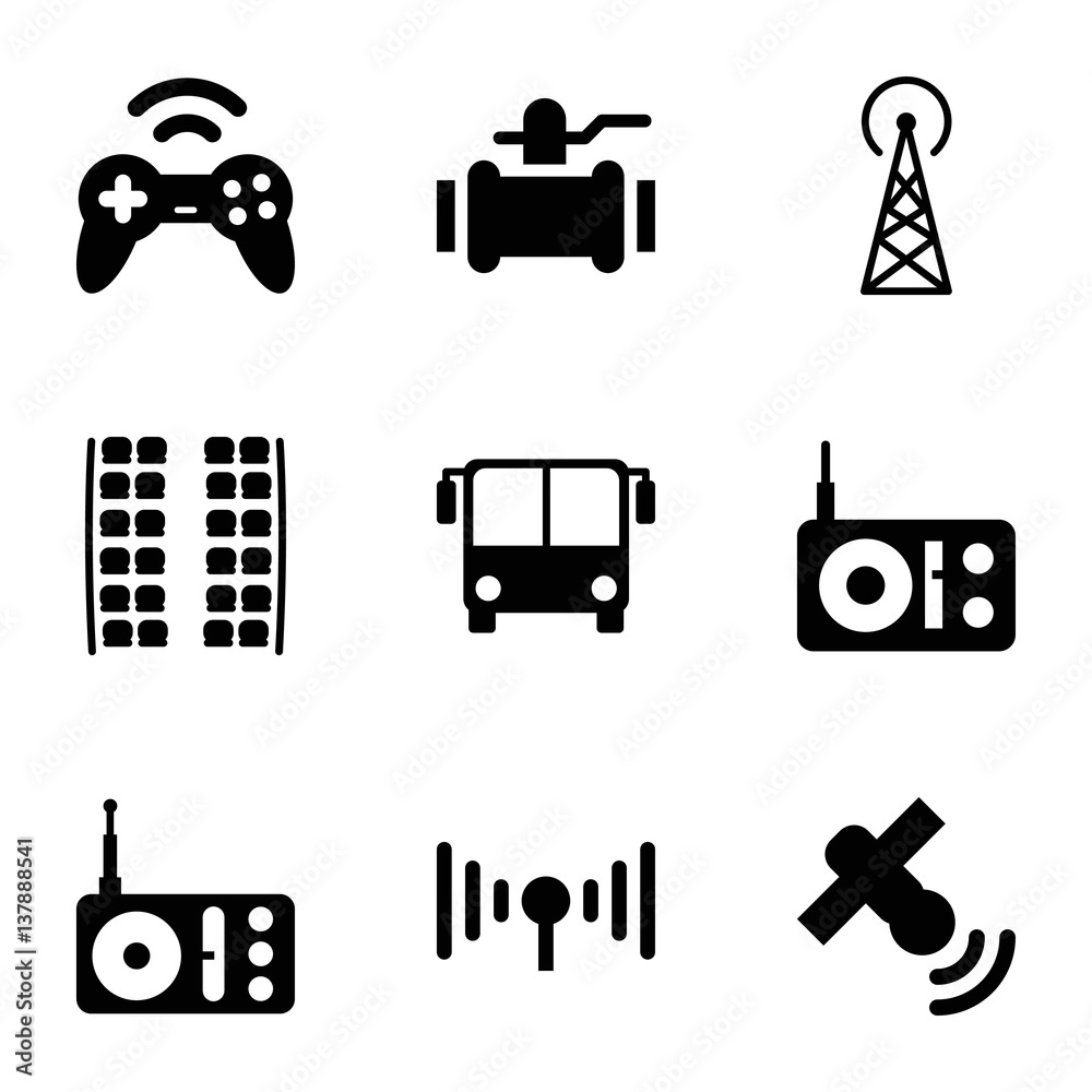 Set of 9 station filled icons Set of 9 station filled icons