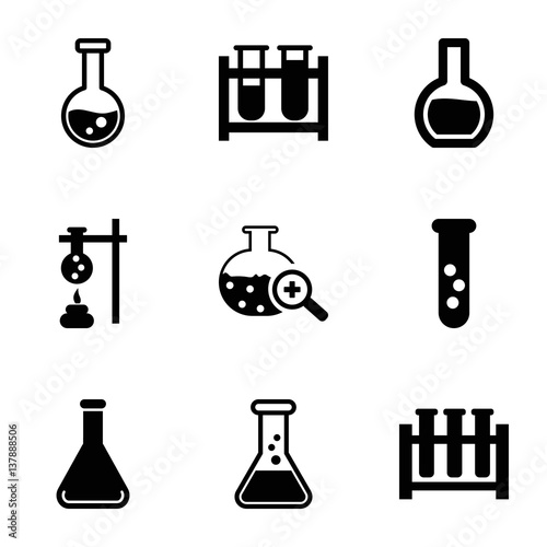 Set of 9 beaker filled icons