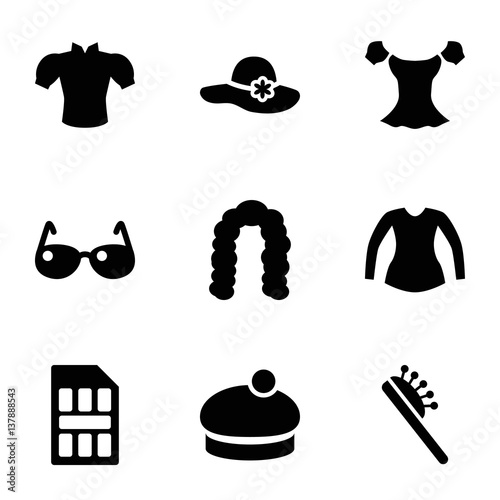 Set of 9 stylish filled icons