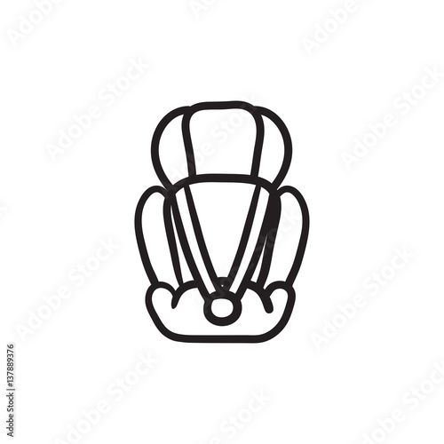 Baby car seat sketch icon.