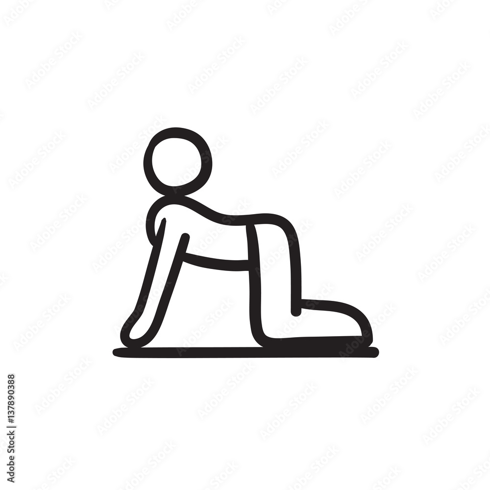 Man practicing yoga sketch icon. Man practicing yoga sketch icon.