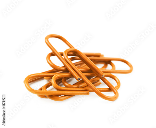 Pile of office clips isolated