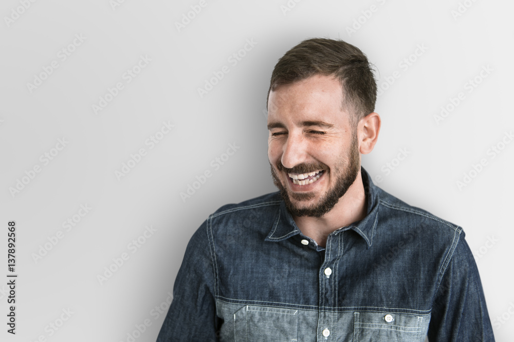 Obraz premium Man Smiling Happiness Carefree Emotional Expression Concept