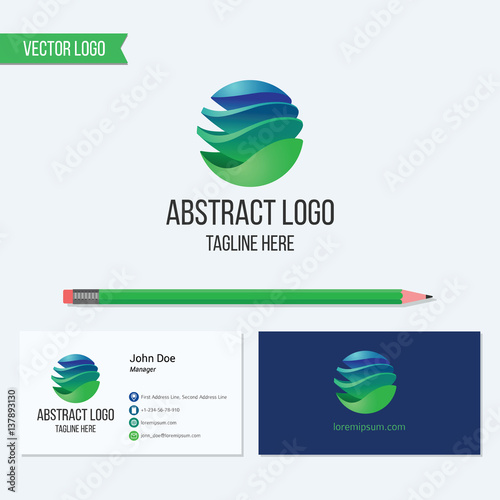 Abstract sphere corporate vector logo and business card template