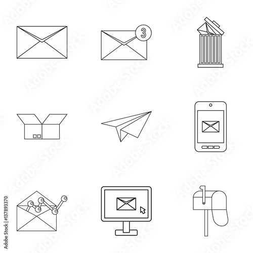 Communication icons set  outline style