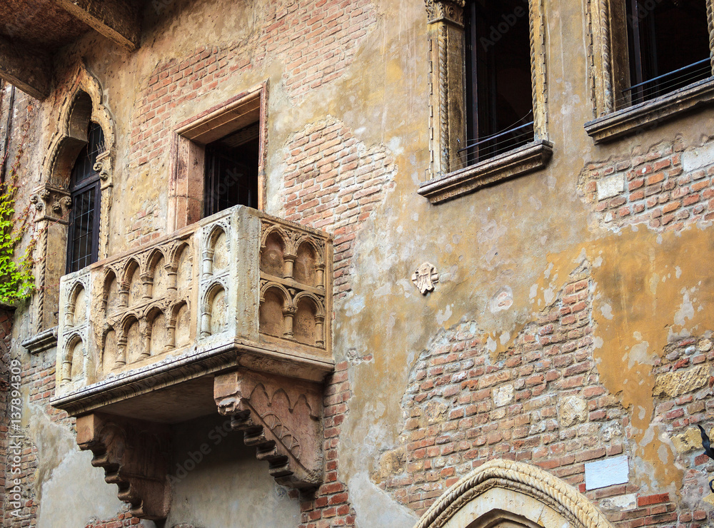 Juliet's Balcony in Verona center, Italy