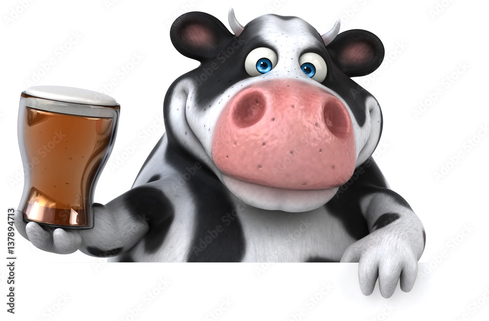 Naklejka premium Fun cow - 3D Illustration