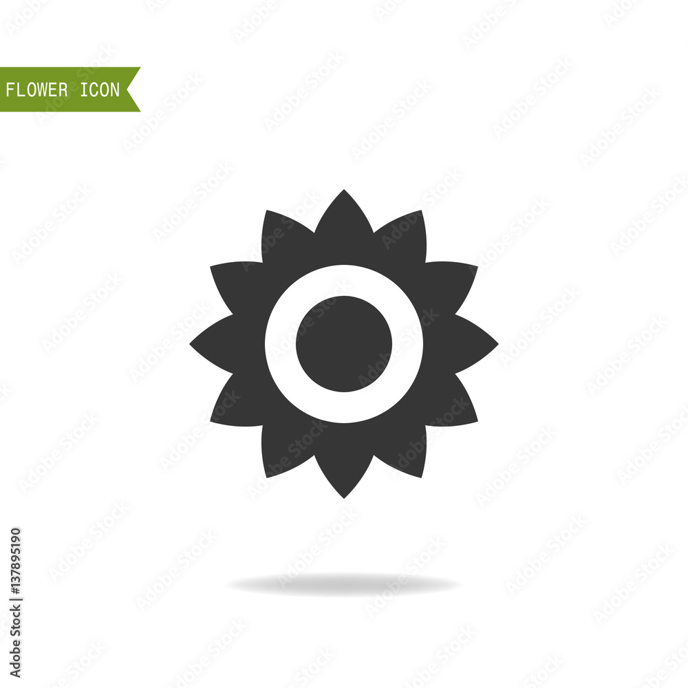 Floral flat icon, symbol. Silhouette flower isolated on white background. Floral flat icon, symbol. Silhouette flower isolated on white background.