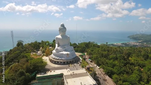 Big Buddha Statue Close Up Aerial View. Phuket, Thailand. photo