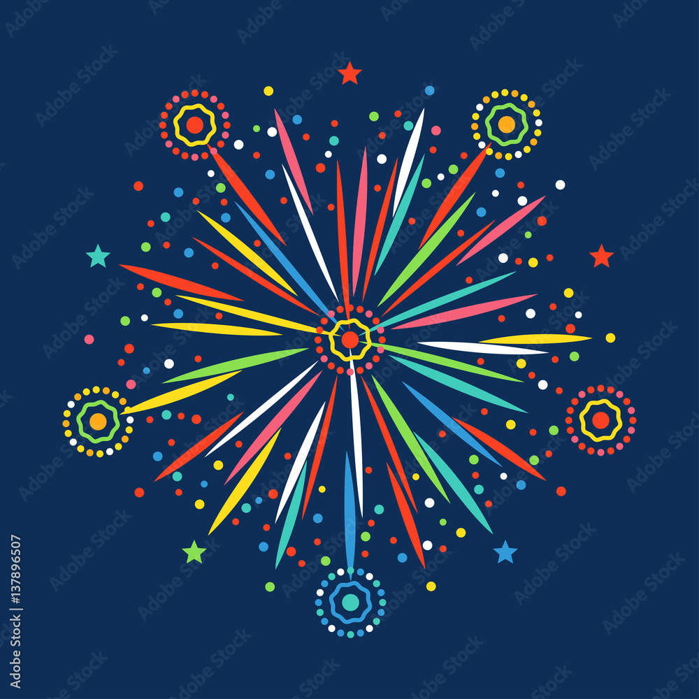 Firework shapes colorful festive vector icon.