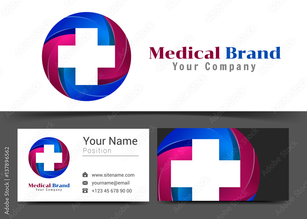 Medicine Corporate Logo and business card sign template. Creative design with colorful logotype business visual identity composition made of multicolored element. Vector illustration