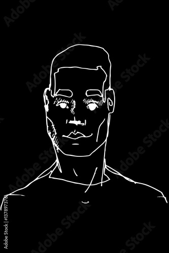 vector sketch of the face of an adult male