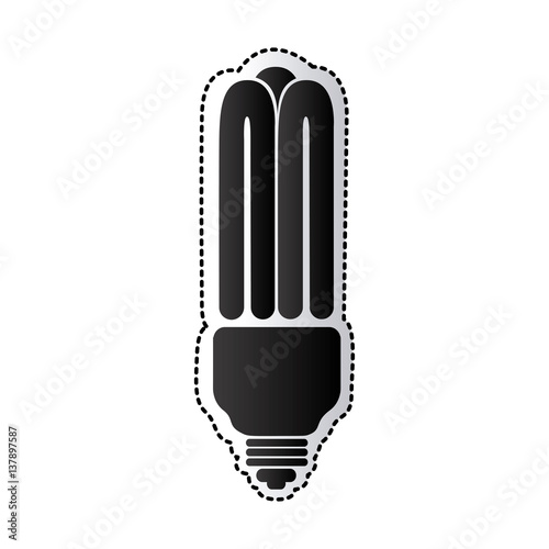 black silhouette sticker with fluorescent lamp vector illustration